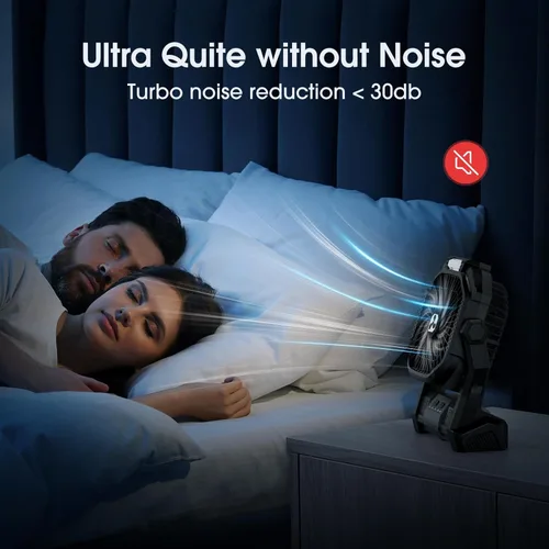Vista 6 de ONLYNEW Ventilador portátil recargable de 20000 mAh, ventilador alimentado por batería inalámbrica con linterna LED, USB C operado por batería
