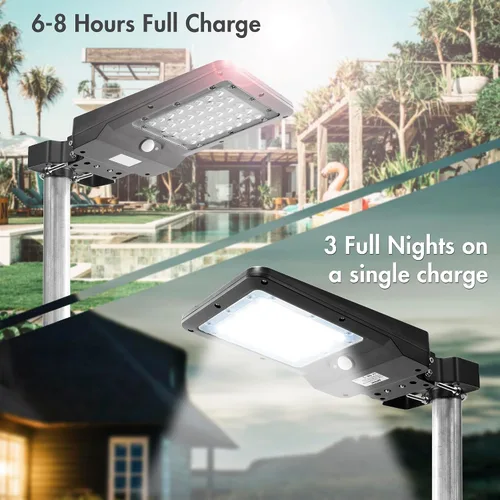 Vista 5 de Wagan EL8588 - Lámpara de calle solar integrada LED de 1000 lúmenes, sensor de movimiento, impermeable, resistente a la intemperie, del atardecer al