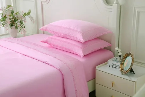 Vista 3 de Fundas de almohada de encaje rosa, fundas estándar de algodón, fundas de almohada Shabby Chic para cama, princesa francesa de campo, 2 unidades, 20