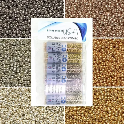 Vista 3 de Duracoat - Juego de 6 colores metálicos galvanizados, cuentas redondas Miyuki Rocaille de semillas tamaño 11/0, cada una en tubo de 2 pulgadas, 0.30