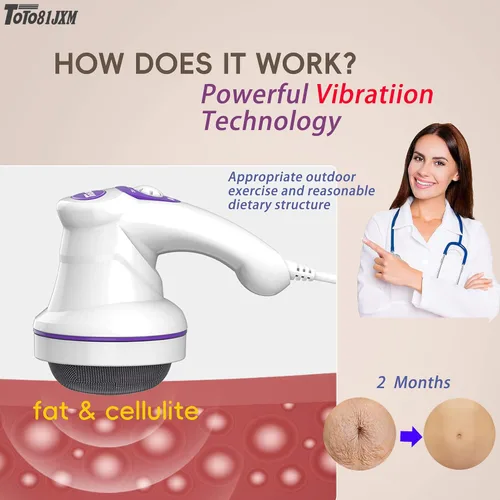 Vista 4 de TOTO81JXM Masajeador eléctrico para celulitis: máquina de esculpir el cuerpo con 8 cabezales de masaje, drenaje linfático y estiramiento de la piel