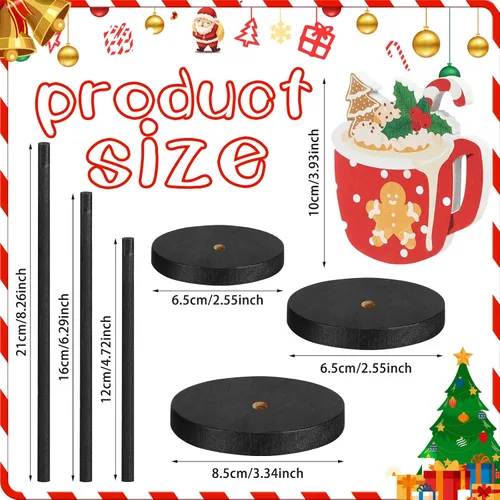 Vista 3 de 3 piezas de decoración de mesa de Navidad para centros de mesa de chocolate caliente, letrero de bandeja escalonada, decoración de madera de barra
