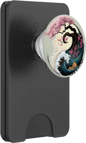 Vista 6 de Yin Yang - Bonsái de flor de cerezo y PopSockets Great Wave PopGrip para MagSafe