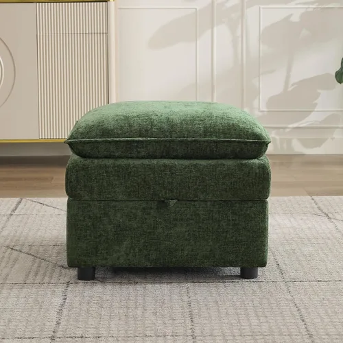 Vista 39 de Otomana cuadrada grande de 27 pulgadas con almacenamiento, reposapiés tapizado moderno con patas antideslizantes para sofá, mesa de café, sala
