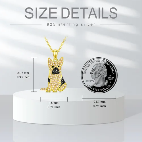 Vista 70 de Collares con colgante de perro de plata de ley S925 – 24 razas corgi/husky/labrador/pastor para mujer