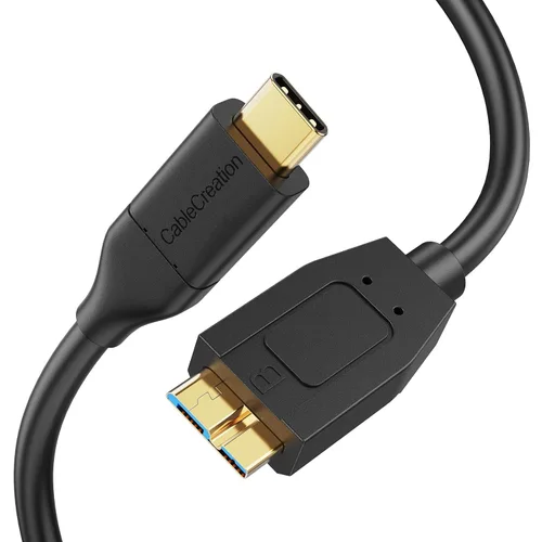 Vista 9 de CableCreation Cable corto USB C a Micro B de 1 pie, 10G Micro B a USB C, cable de disco duro externo para iPhone 15/16/17, Samsung Galaxy S24