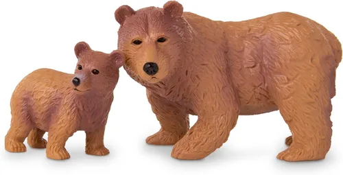 Vista 9 de Terra by Battat Conjunto familiar realista de oso pardo - 4 figuras de animales de plástico para niños, animales educativos de zoológico y juguetes
