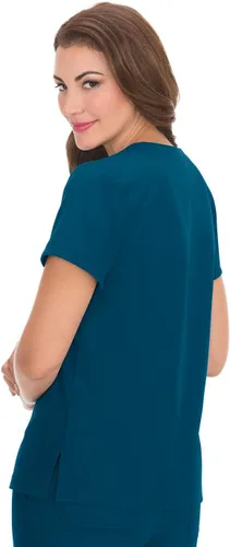 Vista 2 de Delantal Koi, para mujer, modelo NICOLE, super cómodo, estilo pulóver, con ribete de canalé.