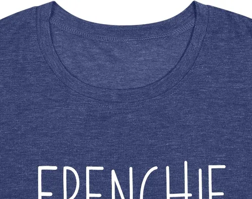 Vista 26 de Camiseta de manga corta con texto en inglés «Frenchie Mama», con estampado de letras para mujer, estilo casual