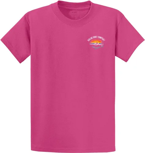 Vista 2 de Koloa Surf - Camiseta de algodón pesado con logotipo de Surfer at Sunset para hombre, talla regular, grande y alta