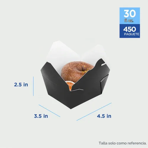 Vista 2 de Karat Paper to Go Boxes [30 oz - 450 ct] Resistente a fugas, microondas, resistentes a la grasa y apilables, color negro