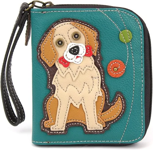 Vista 8 de Chala - Cartera con cremallera, para muñeca, 8 ranuras para tarjetas de crédito, piel sintética resistente Bluebird - Verde azulado