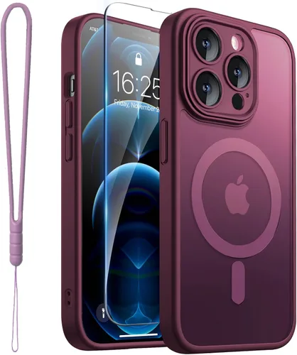 Vista 35 de ROYBENS Funda transparente mate para iPhone 12 Pro-Max compatible con Magsafe, protección completa de lente de cámara, protector de pantalla, correa