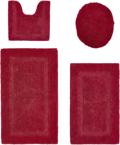 Vista 422 de Better Trends - Juego de 2 alfombras de baño 100% algodón, extra suaves, con borlas, de 17" x 24", alfombra de baño superabsorbente y reversible