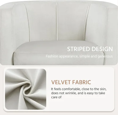 Vista 7 de Yaheetech - Silla de terciopelo decorativa, sillones modernos y cómodos, silla de sofá de barril tapizada para sala de estar, dormitorio, sala