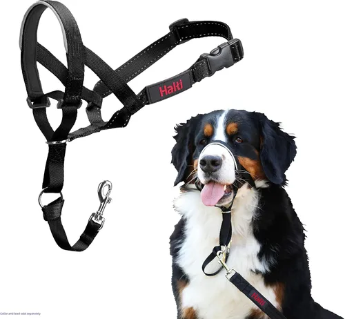 Vista 7 de Collar Halti - Detén a tu perro de tirar de la correa. Ajustable, reflectante y ligero, con banda nasal acolchada. Collar anti-tirón de Negro