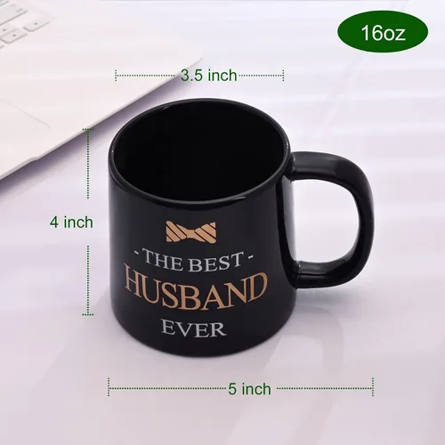 Vista 5 de Miicol Taza de café divertida de 16 onzas, taza de té de cerámica grande, idea de regalo para hombres, marido, bonita taza de café de oficina, taza