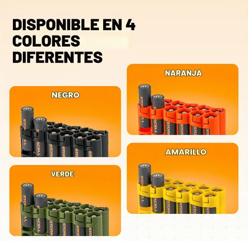 Vista 5 de Soporte para 12 baterías Storacell, AA Powerpax, color amarillo.