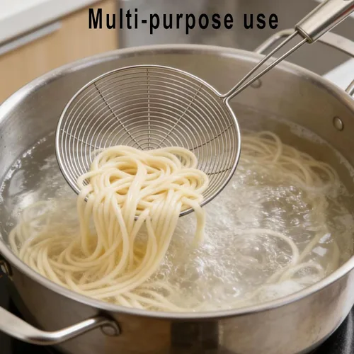 Vista 8 de Markeny 3 cucharas de acero inoxidable con mango para freír alimentos, pasta, 3 tamaños