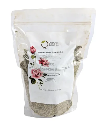 Vista 2 de Greenway Biotech - Comida de alfalfa 2.80-0.29-2.40 - Fertilizante para rosas, flores, plantas y verduras con minerales esenciales y nitrógeno