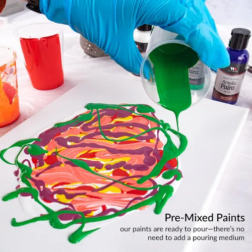 Vista 5 de WA Portman - Juego de 38 pinturas acrílicas listas para verter - 6 botellas de kits de pintura acrílica para adultos - Juegos completos de pintura