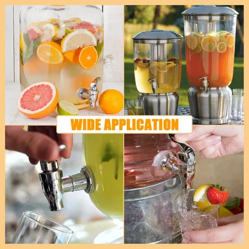 Vista 6 de Biaungdo 2 piezas de espita de repuesto para dispensador de bebidas, dispensador de bebidas estilo empuje dorado, grifo de repuesto para dispensador
