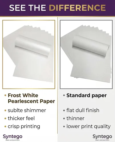 Vista 6 de 10 papel brillante A4 blanco nacarado de 4.23 oz/m² de doble cara apto para impresoras de inyección de tinta y láser Papel de perlas blancas