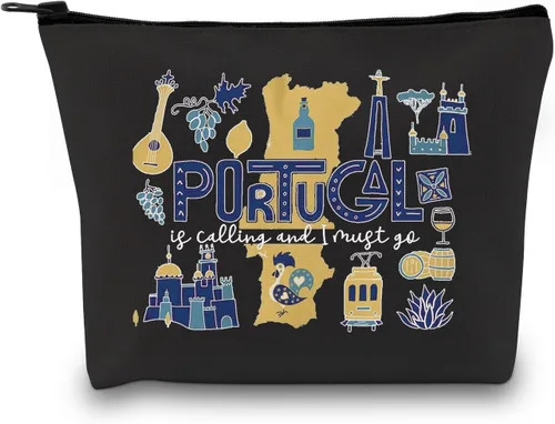 Vista 9 de Portugal Bachelorette Party Gift: Bolsa de maquillaje de viaje - Portugal está llamando, debo ir, Bolsa Must Go Portugal, Bolsa de cosméticos