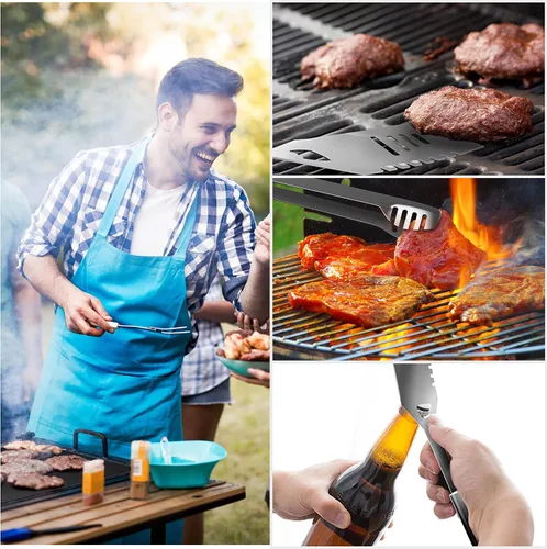 Vista 7 de Home-Complete Juego de 18 piezas de parrilla para barbacoa, kit de herramientas de barbacoa de acero inoxidable de 16 piezas con estuche de aluminio
