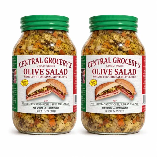 Vista 7 de Central Grocery - Ensalada de aceitunas de 32 onzas, paquete de 2, auténtica ensalada de oliva italiana de Nueva Orleans, sándwich original