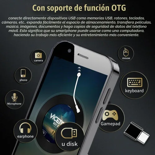 Vista 3 de Longben Mini Smartphone Desbloqueado Teléfono Celular 3.0 Pulgadas Android 4G Pequeño Móvil Quad Core Pequeño Teléfono Dual SIM (Negro, 32, GB)