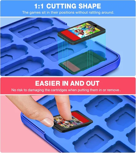 Vista 4 de Funda de juego Switch compatible con Nintendo Switch Game, Switch Game Holder Storage Game Card Cartucho SD con goma suave, carcasa protectora dura
