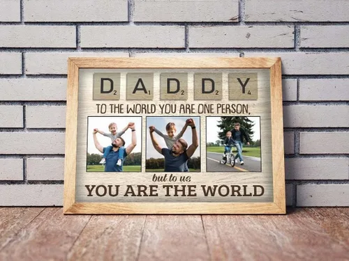 Vista 4 de Poster personalizado para el Día del Padre en lienzo para papá, póster de papá, arte de pared de foto familiar personalizada, regalo de cumpleaños