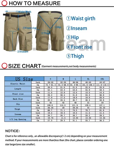 Vista 3 de Mr.Stream Pantalones cortos de carga elásticos con múltiples bolsillos y secado rápido para hombre