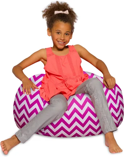 Vista 18 de Posh Creations - Sillón puff para niños, adolescentes y adultos, incluye funda extraíble y lavable a máquina, tamaño mediano de 27 pulgadas, lona