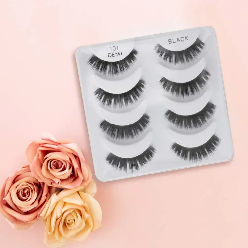 Vista 5 de Ardell Demi Wispies #101 - Pestañas postizas de aspecto natural, color negro, ligeras, de aspecto natural, 4 pares x 1 paquete