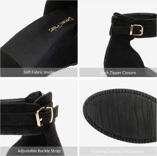 Vista 3 de Dream Pairs Sandalias de plataforma, con cuña y correa al tobillo, con hebilla y punta abierta, para mujer