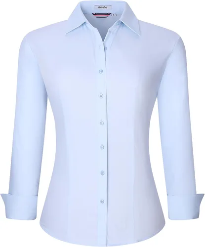 Vista 20 de Alex Vando - Blusa de botones para mujer, sin arrugas, manga larga, casual, para el trabajo