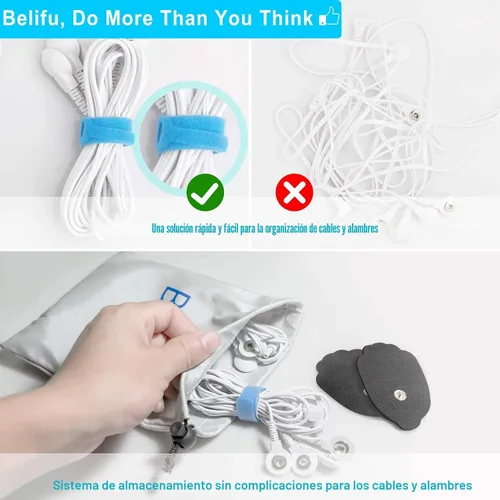 Vista 5 de Belifu Unidad TENS EMS de Doble Canal 24 Modos Estimulador Muscular para Terapia de Alivio del Dolor, Masajeador de Pulso Electrónico Masajeador