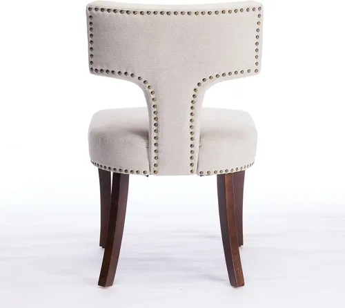 Vista 7 de Set of 2 Counter Height Bar Stools with Farmhouse Linen Upholstery, Curved Backrest Dining Chairs with Hardwood Frame for Kitchen Counter, Table &