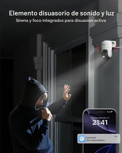 Vista 8 de VIMTAG 2.5K Pan/Tilt Cámara de seguridad para exteriores con cable para el hogar, WiFi de doble banda