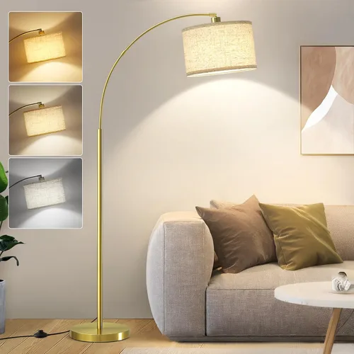 Vista 8 de Lámparas de pie de arco para sala de estar, lámpara de pie regulable con cabezal ajustable, lámpara de pie moderna con acabado negro, lámpara