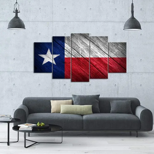 Vista 2 de Impresiones en lienzo grandes de 5 paneles con bandera del estado de Texas