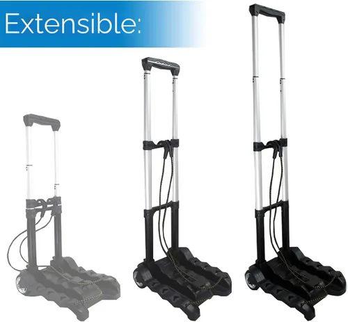 Vista 4 de RMS - Carro de equipaje plegable - Carretilla plegable y portátil de aluminio ligero para viajes, mudanzas y uso en oficina (negro)