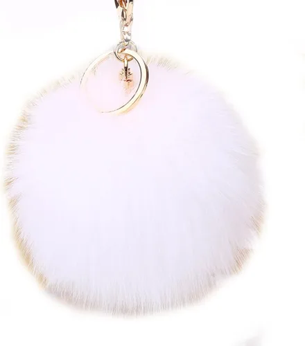 Vista 6 de URSFUR Llavero de bola de zorro con pompón para bolsa de coche, colgante novedoso Negro