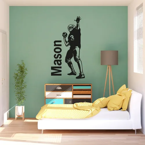 Vista 9 de Diseño de habitación deportiva con calcomanía de pared personalizada de fútbol, ideal para amantes del fútbol y jugadores, calcomanía personalizada