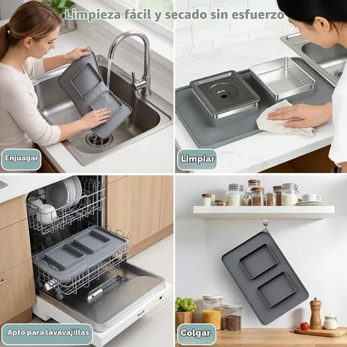 Vista 8 de UPSKY Juego de cuencos para perros PET, cuenco de agua y comida para perros Gris