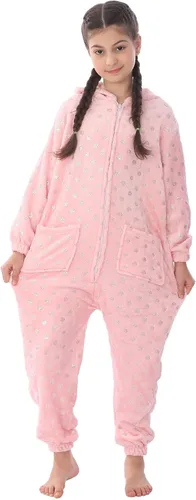 Vista 8 de WOYASIM Disfraz de franela para niños, disfraz de conejo de Pascua con lunares para niñas y niños, lindo conejo rosa