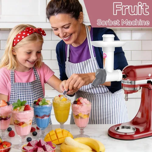 Vista 2 de Accesorio para máquina de helados para batidora de pie KitchenAid, máquina de postres suaves con frutas congeladas sin lácteos, máquina de yogur