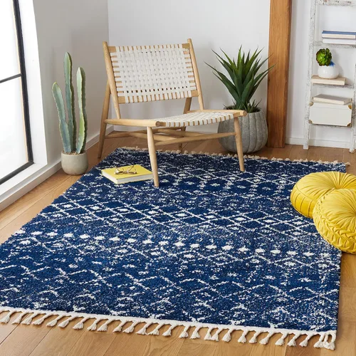 Vista 15 de SAFAVIEH Berber Fringe Shag Collection - Alfombra decorativa de 2 pies 2 pulgadas x 4 pies, color crema y gris oscuro, diseño que no desprende